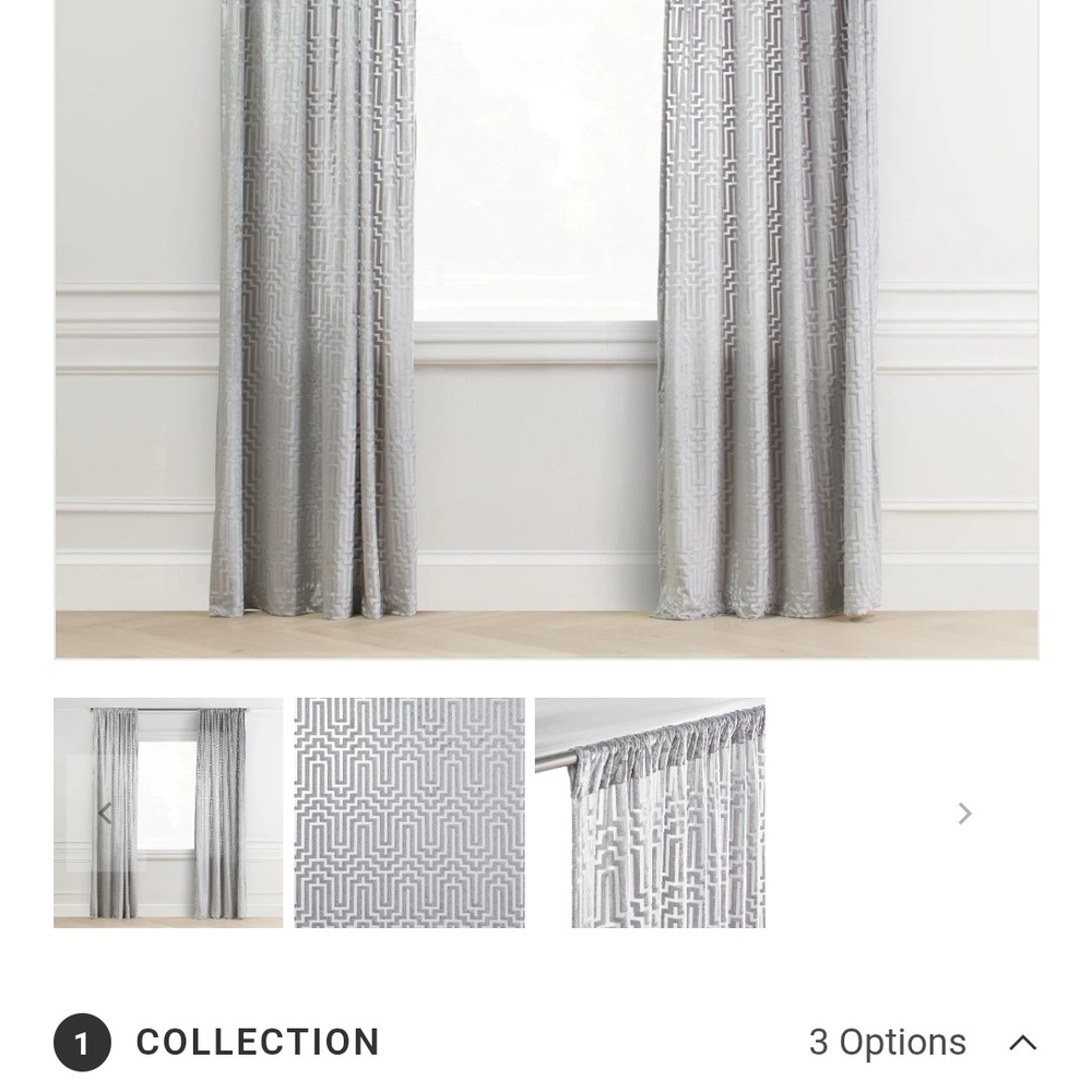 Z Gallerie , Two Panels, Silver Geometric Curtains 54×96